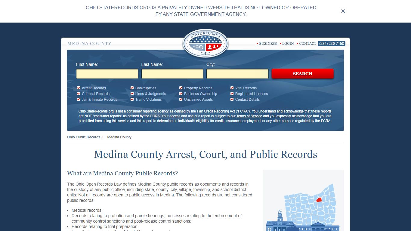 Medina County Arrest, Court, and Public Records
