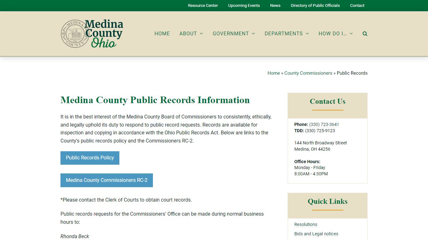 Public Records - Medina County, Ohio